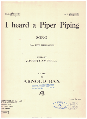 Picture of I Heard a Piper Piping, from "Five Irish Songs", Arnold Bax, high voice solo