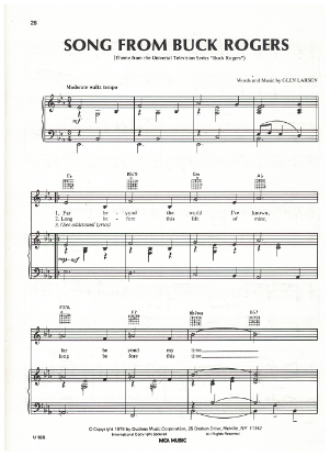 Picture of Song From Buck Rogers, T.V. theme, Glen A. Larson, pdf copy