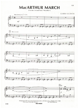 Picture of MacArthur March, movie title song, Jerry Goldsmith, piano solo, pdf copy