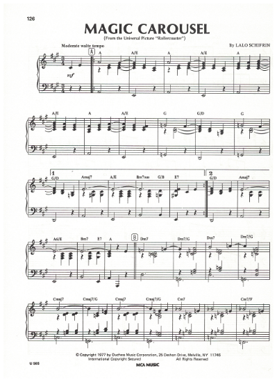 Picture of Magic Carousel, from movie "Rollercoaster", Lalo Schifrin, piano solo, pdf copy