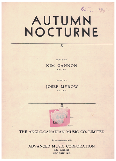 Picture of Autumn Nocturne, Kim Gannon & Josef Myrow, vocal version