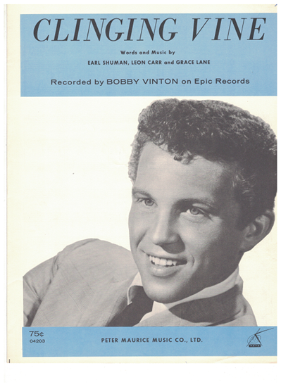 Picture of Clinging Vine, Earl Shuman/ Leon Carr/ Grace Lane, recorded by Bobby Vinton