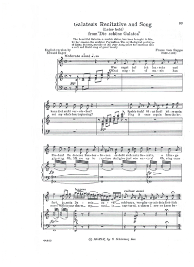 Picture of Galatea's Recitative and Song (Leise Bebt), from "Die Schone Galatea", Franz von Suppe, soprano solo