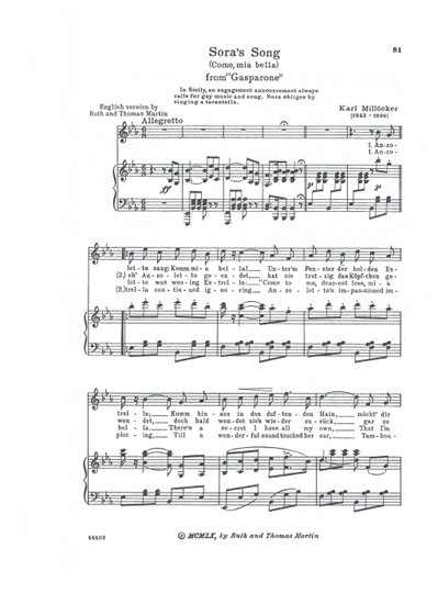 Picture of Sora's Song (Come mia bella), from "Gasparone", Karl Millocker, soprano solo