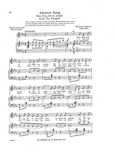 Picture of Alesia's Song (Mon dieu sait on jamais), from "La Poupee", Edmond Audran, soprano solo