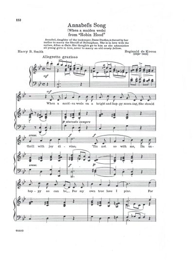 Picture of Annabel's Song, from "Robin Hood", Reginald de Koven, soprano solo