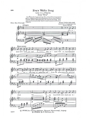 Picture of Eva's Waltz Song (Love is a Pilgrim), from "Eva", Franz Lehar, soprano solo