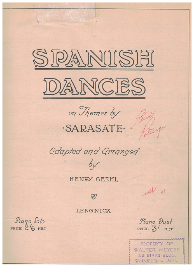Picture of Spanish Dances on Themes by Sarasate, transcr. Henry Geehl