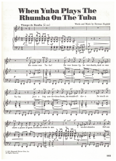 Picture of When Yuba Plays the Rhumba on the Tuba, Herman Hupfeld, pdf copy