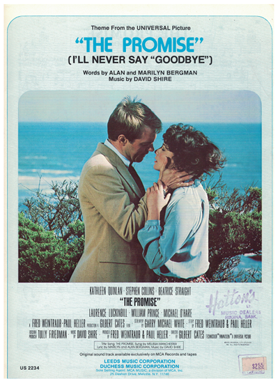 Picture of I'll Never Say Goodbye, theme from movie "The Promise", Alan & Marilyn Bergman/ David Shire