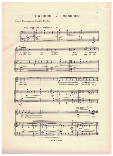 Picture of Traurige Weise, Hungarian folksong, arr. Bela Bartok