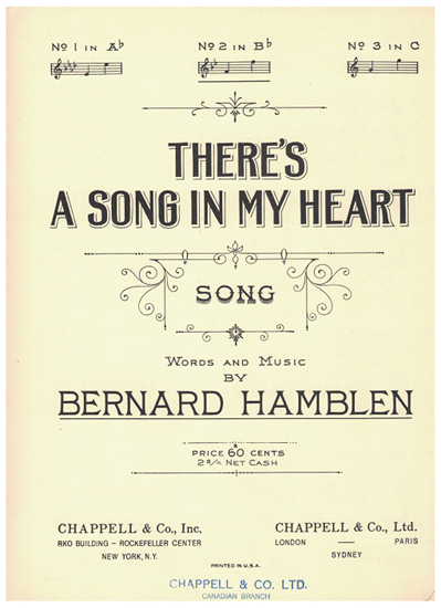 Picture of There's a Song in My Heart, Bernard Hamblen, medium voice solo