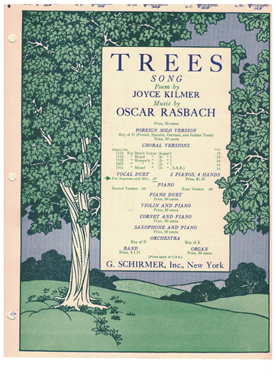 Picture of Trees, Oscar Rasbach & Joyce Kilmer, vocal duet for soprano & alto