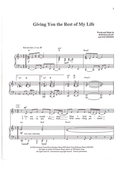 Picture of Giving You the Rest of My Life, Bob Halligan & Sue Shifrin, recorded by Bob Carlisle, medium voice solo