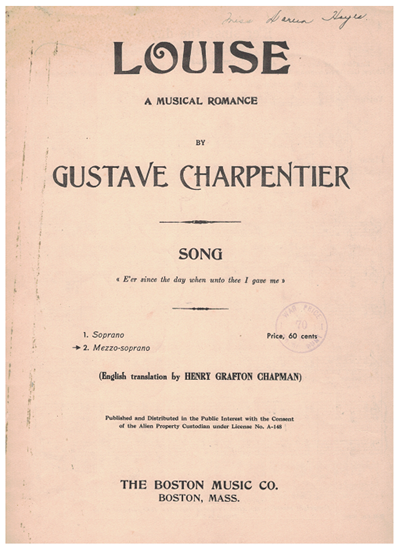 Picture of Depuis le jour, from opera "Louise", Gustave Charpentier, mezzo-soprano solo