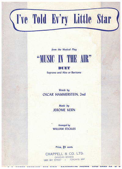 Picture of I've Told Ev'ry Little Star, from "Music in the Air", Oscar Hammerstein II & Jerome Kern, vocal duet
