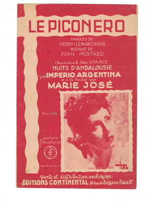 Picture of Le Piconero, from movie "Nuits d'Andalousie", Henry LeMarchand & Juan Mostazo, recorded by Imperio Argentina