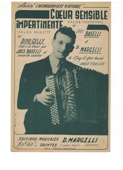 Picture of Coeur Sensible/ Impertinente/ Bel Amour/Amour Tyrolien (4 in 1 sheet), Joss Baselli/ D. Margelli/ Dino Gelly, musette solo, sheet music