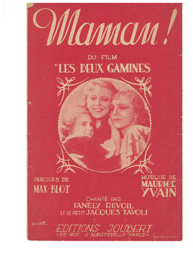 Picture of Maman, from movie "Les Deux Gamines", Max-Blot & Maurice Yvain, sung by Fanely Revoil, musette solo