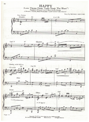 Picture of Happy, Love Theme from "Lady Sings the Blues", Michel Legrand, piano solo, pdf copy