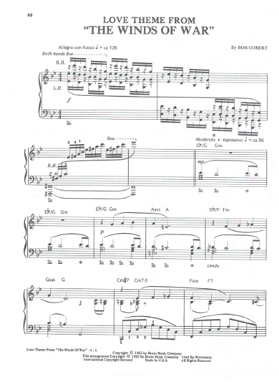 Picture of Love Theme from "The Winds of War", Bob Cobert, piano solo 