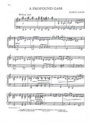 Picture of A Profound Gass, from TV show Peter Gunn, Henry Mancini, piano solo, pdf copy