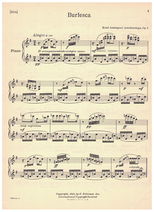 Picture of Burlesca, Rene Amengual Astaburuaga, Op. 5, piano solo