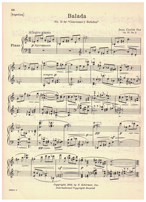 Picture of Balada, Juan Carlos Paz Op. 31 No. 2, piano solo