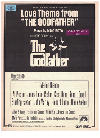 Picture of Love Theme from "The Godfather, Nino Rota, arr. Mark Laub for organ solo