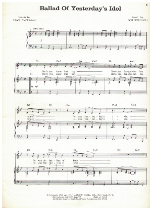 Picture of Ballad of Yesterday's Idol, Fran Landesman & Rob Dorough, recorded by Anthony Newley, pdf copy