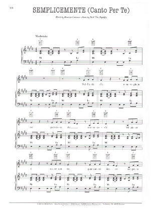 Picture of Semplicemente (Canto Per Te), Maurizio Constanzo & Nick the Nightfly, as sung by Andrea Bocelli, pdf copy 