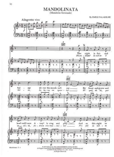 Picture of Mandolinata (Mandolin Serenade), Emile Paladilhe, pdf copy