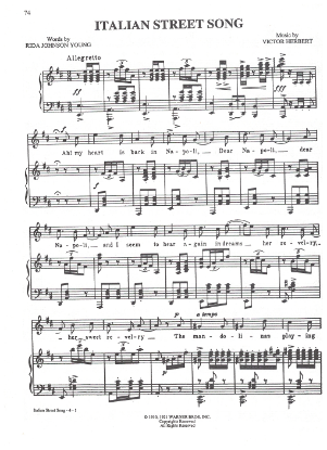 Picture of Italian Street Song, from "Naughty Marietta", Victor Herbert, pdf copy