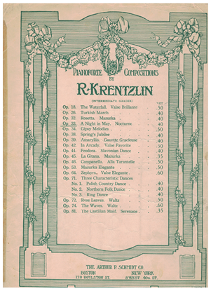 Picture of A Night in May (In der maiennacht), nocturne, Richard Krentzlin Op. 33, piano solo 