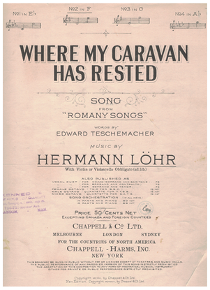 Picture of Where My Caravan Has Rested, from "Romany Songs", Edward Teschemacher & Hermann Lohr, medium low vocal solo 