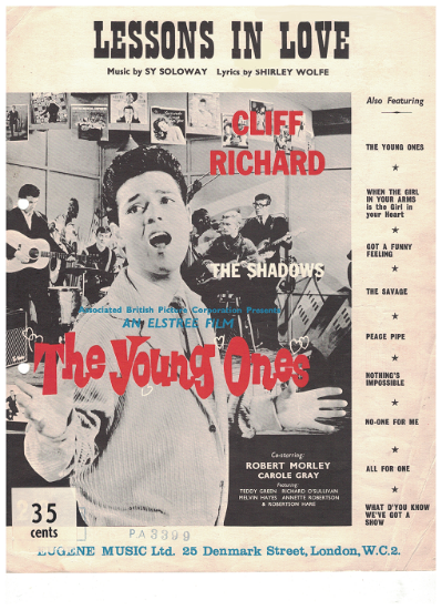 Picture of Lessons in Love, from movie "The Young Ones", Shirley Wolfe & Sy Soloway, recorded by Cliff Richard & The Shadows