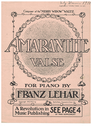 Picture of Amaranthe Waltz, Franz Lehar, piano solo