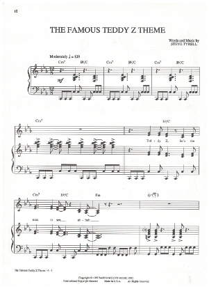 Picture of The Famous Teddy Z Theme, Steve Tyrell, pdf copy