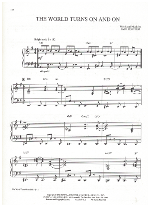 Picture of The World Turns On and On, theme from "As the World Turns", Jack Cortner, piano solo, pdf copy 