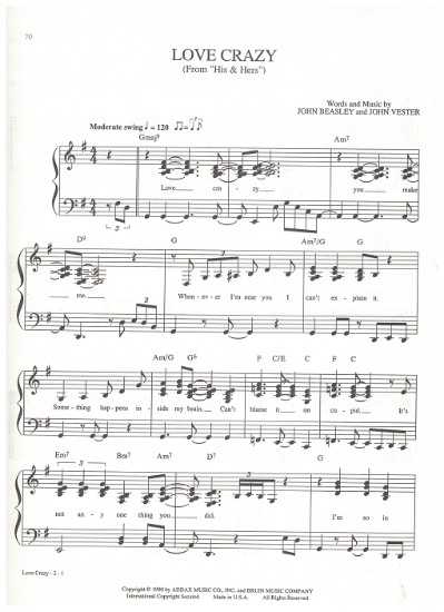 Picture of Love Crazy (Theme from "His and Hers"), John Beasley & John Vester, pdf copy