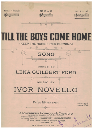 Picture of Keep the Home Fires Burning (Till the Boys Come Home), Ivor Novello, high voice solo