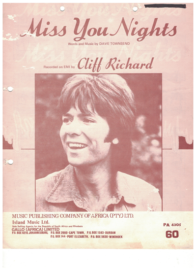 Picture of Miss You Nights, Dave Townsend, recorded by Cliff Richard