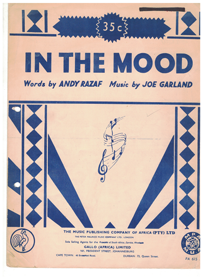 Picture of In the Mood, Joe Garland with unique lyrics by Andy Razaf