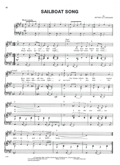 Picture of Sailboat Song, Jeffrey M. Commanor, recorded by The 5th Dimension, pdf copy 