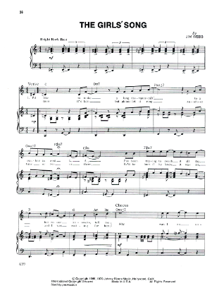 Picture of The Girls' Song, Jim Webb, recorded by The 5th Dimension, pdf copy