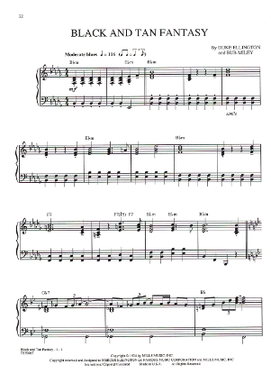Picture of Black and Tan Fantasy, from Broadway revue "Black & Blue", Duke Ellington & Bub Miley, piano solo, pdf copy 