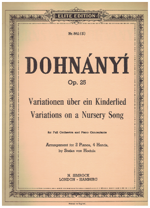 Picture of Variations on a Nursery Song Opus 25, Ernst von Dohnanyi, transc. Stefan von Hodula, piano duo 