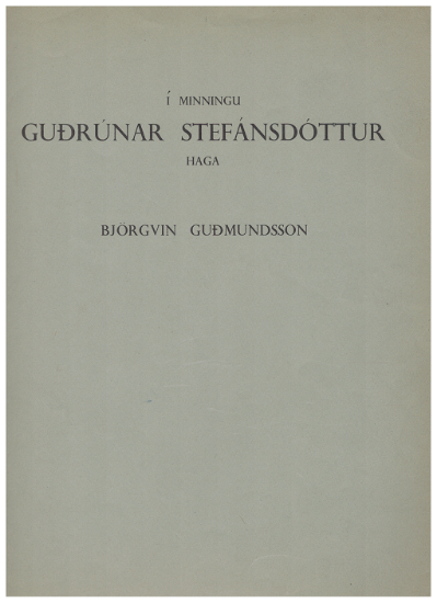 Picture of In Memory of Gudrunar Steffansdottur, Bjorgvin Gudmundsson, Icelandic