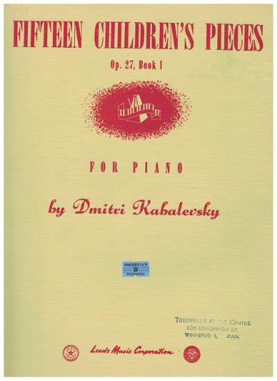 Picture of Fifteen Children's Pieces Opus 27 Book 1, Dmitri Kabalevsky, ed. Alfred Mirovitch