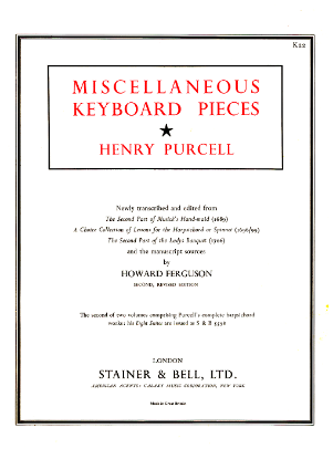 Picture of Miscellaneous Keyboard Pieces for Harpsichord, Henry Purcell, edited Howard Ferguson